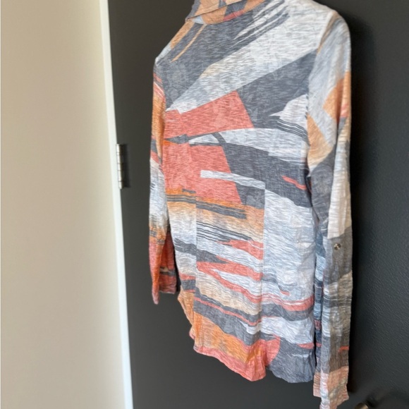 David Cline S EUC Orange Gray Cream Button Down Shirt- silver accents cotton - Picture 11 of 15